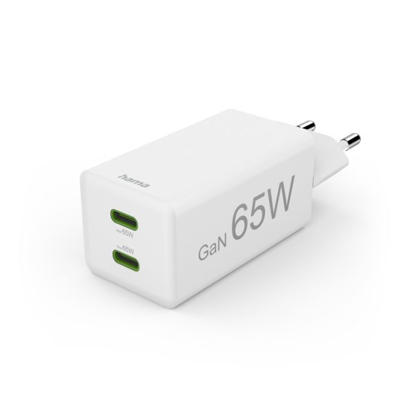 Hama Snellader GaN, 2x USB-C, 65 W