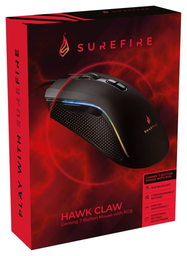 Bediening muis SureFire Hawk Claw Gaming 7-Button with RGB